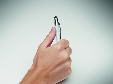 Druckkugelschreiber mit Stylus - Weiß bedrucken, Art.-Nr. MO2488-06 Druckkugelschreiber mit Stylus - Weiß bedrucken, Art.-Nr. MO2488-06