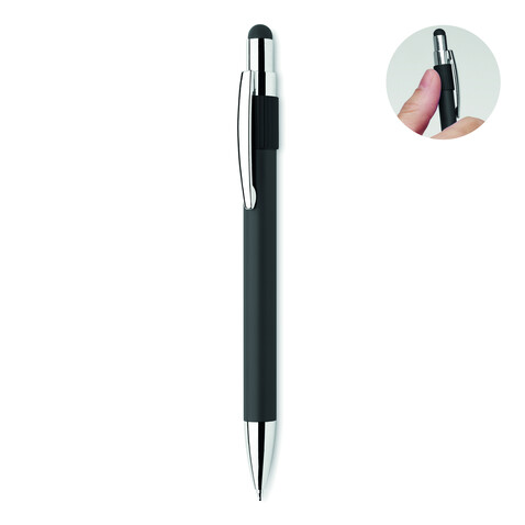 Druckkugelschreiber mit Stylus - Schwarz bedrucken, Art.-Nr. MO2488-03 Druckkugelschreiber mit Stylus - Schwarz bedrucken, Art.-Nr. MO2488-03