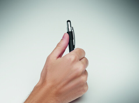 Druckkugelschreiber mit Stylus - Schwarz bedrucken, Art.-Nr. MO2488-03 Druckkugelschreiber mit Stylus - Schwarz bedrucken, Art.-Nr. MO2488-03