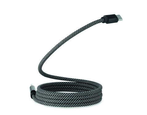 Magnetisches Kabel RPET - Weiß/schwarz bedrucken, Art.-Nr. MO2778-33 Magnetisches Kabel RPET - Weiß/schwarz bedrucken, Art.-Nr. MO2778-33