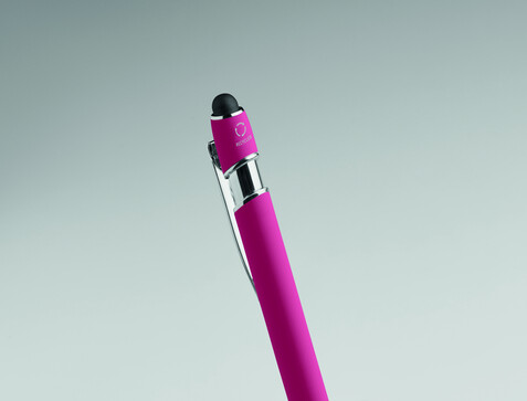 Druckkugelschreiber mit Stylus - Fuchsie bedrucken, Art.-Nr. MO2798-38