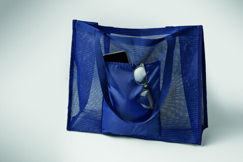 RPET-Mesh-Einkaufstasche - Blau bedrucken, Art.-Nr. MO2836-04 RPET-Mesh-Einkaufstasche - Blau bedrucken, Art.-Nr. MO2836-04