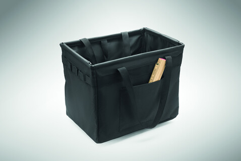 Faltbarer RPET-Organizer - Schwarz bedrucken, Art.-Nr. MO2855-03