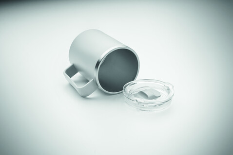 Doppelwandiger Becher 400ml - Grau bedrucken, Art.-Nr. MO2900-07