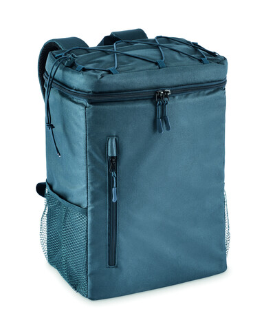 Kühlrucksack 600D RPET - Blau bedrucken, Art.-Nr. MO2971-04