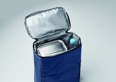 Kühlrucksack 600D RPET - Blau bedrucken, Art.-Nr. MO2972-04