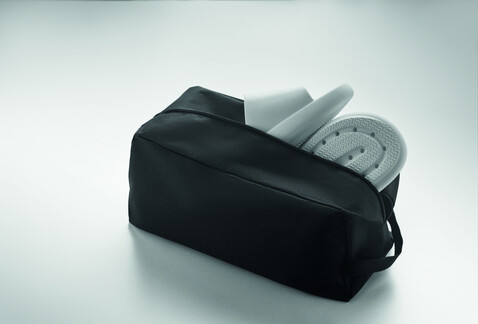 Schuhtasche 600D RPET - Schwarz bedrucken, Art.-Nr. MO2977-03 Schuhtasche 600D RPET - Schwarz bedrucken, Art.-Nr. MO2977-03