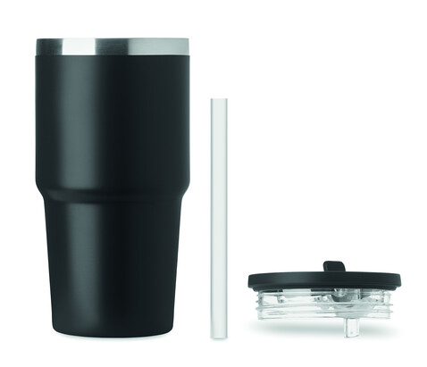 Doppelwandiger Trinkbecher 500ml - Schwarz bedrucken, Art.-Nr. MO3170-03