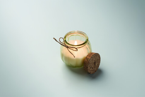 Kerze aus Pflanzenwachs - Beige bedrucken, Art.-Nr. MO3193-13