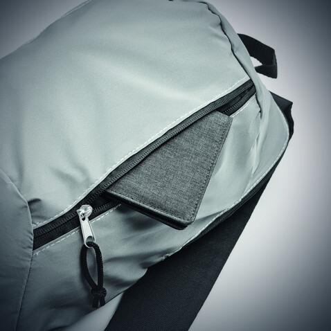 Reflektierender Rucksack 600D - Mattsilber bedrucken, Art.-Nr. MO6131-16 Reflektierender Rucksack 600D - Mattsilber bedrucken, Art.-Nr. MO6131-16