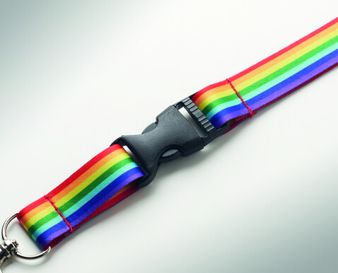 Regenbogen Lanyard RPET - Multicolour bedrucken, Art.-Nr. MO6423-99