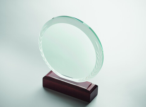Runder Pokal Kristallglas - Braun bedrucken, Art.-Nr. MO6586-01