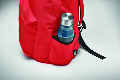 Rucksack 600D RPET-Polyester - Rot bedrucken, Art.-Nr. MO6703-05 Rucksack 600D RPET-Polyester - Rot bedrucken, Art.-Nr. MO6703-05