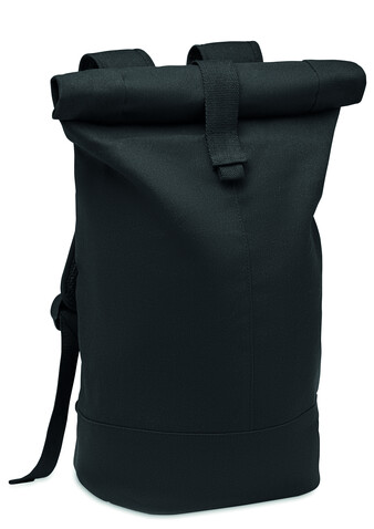 Rolltop-Rucksack Canvas - Schwarz bedrucken, Art.-Nr. MO6704-03
