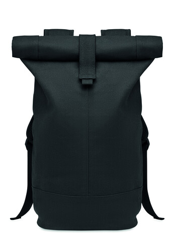 Rolltop-Rucksack Canvas - Schwarz bedrucken, Art.-Nr. MO6704-03