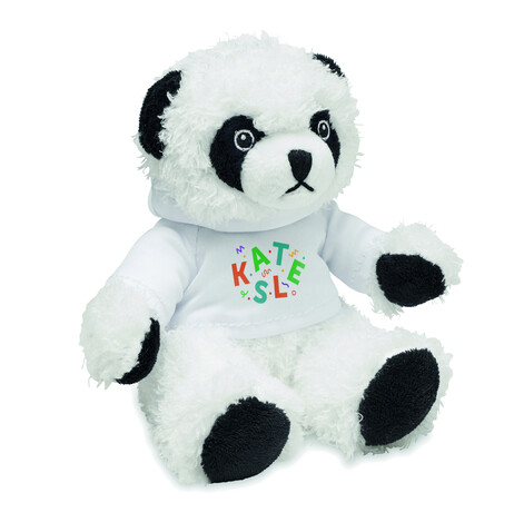 Plüsch-Panda mit Hoody - Weiß bedrucken, Art.-Nr. MO6736-06 Plüsch-Panda mit Hoody - Weiß bedrucken, Art.-Nr. MO6736-06