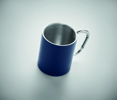 Trinkbecher mit Karabiner - Marineblau bedrucken, Art.-Nr. MO6873-85 Trinkbecher mit Karabiner - Marineblau bedrucken, Art.-Nr. MO6873-85