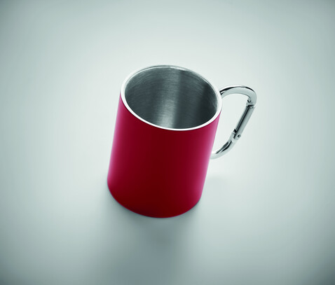 Trinkbecher mit Karabiner - Rot bedrucken, Art.-Nr. MO6873-05 Trinkbecher mit Karabiner - Rot bedrucken, Art.-Nr. MO6873-05