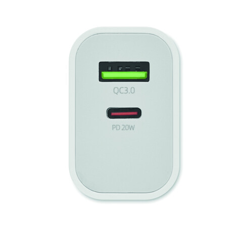 18W 2-Port USB-Ladegerät EU-Ste - Weiß bedrucken, Art.-Nr. MO6879-06 18W 2-Port USB-Ladegerät EU-Ste - Weiß bedrucken, Art.-Nr. MO6879-06