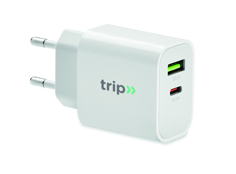 18W 2-Port USB-Ladegerät EU-Ste - Weiß bedrucken, Art.-Nr. MO6879-06 18W 2-Port USB-Ladegerät EU-Ste - Weiß bedrucken, Art.-Nr. MO6879-06