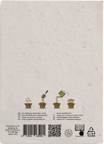 DIN A6 Wildblumen-Samenpapier - Weiß bedrucken, Art.-Nr. MO6916-06