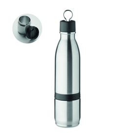 2in1 Isolierflasche 500ml - Mattsilber bedrucken, Art.-Nr. MO6948-16