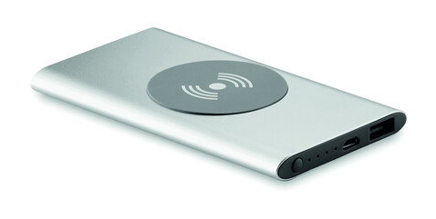 Ladestation mit Powerbank - Mattsilber bedrucken, Art.-Nr. MO9498-16