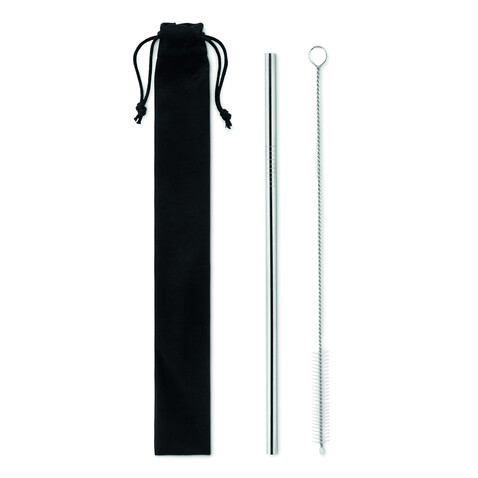 Edelstahl Trinkhalme-Set - Mattsilber bedrucken, Art.-Nr. MO9602-16 Edelstahl Trinkhalme-Set - Mattsilber bedrucken, Art.-Nr. MO9602-16