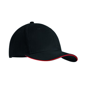 Baseball cap 6 panels 270g/m² - Schwarz/Rot bedrucken, Art.-Nr. MO9643-83