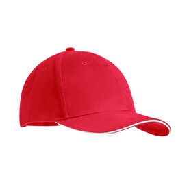 Baseball cap 6 panels 270g/m² - Weiß/rot bedrucken, Art.-Nr. MO9643-35
