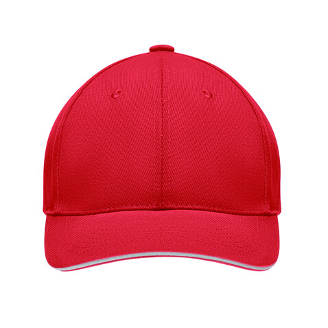 Baseball cap 6 panels 270g/m² - Weiß/rot bedrucken, Art.-Nr. MO9643-35