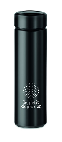 Edelstahl Trinkflasche 425 ml - Schwarz bedrucken, Art.-Nr. MO9810-03