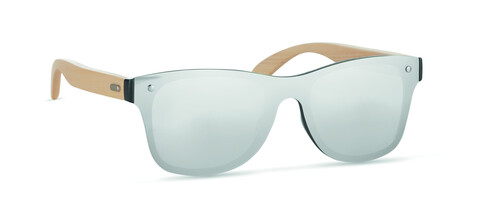 Sonnenbrille mit Bambus - Silber Glänzend bedrucken, Art.-Nr. MO9863-17
