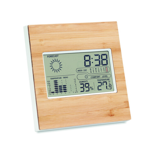 Wetterstation Bambus - Holz bedrucken, Art.-Nr. MO9959-40