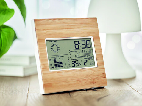 Wetterstation Bambus - Holz bedrucken, Art.-Nr. MO9959-40