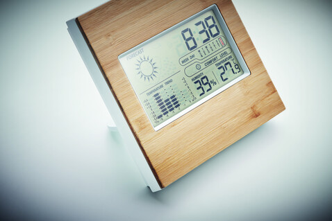 Wetterstation Bambus - Holz bedrucken, Art.-Nr. MO9959-40