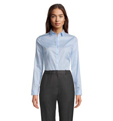 BLAISE WOMEN SHIRT - Soft Blue bedrucken, Art.-Nr. N03183-EU-M BLAISE WOMEN SHIRT - Soft Blue bedrucken, Art.-Nr. N03183-EU-M