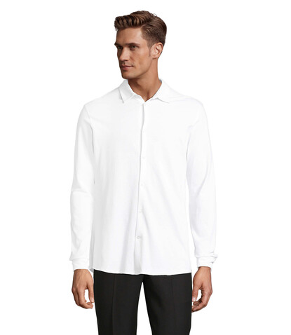 BASILE MEN SHIRT - Optic White bedrucken, Art.-Nr. N03777-OQ-M