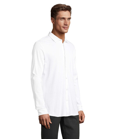 BASILE MEN SHIRT - Optic White bedrucken, Art.-Nr. N03777-OQ-M