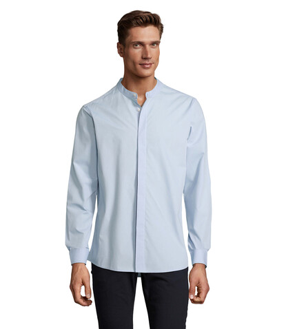 BART MEN MAO COLLAR SHIRT - Soft Blue bedrucken, Art.-Nr. N03792-EU-M BART MEN MAO COLLAR SHIRT - Soft Blue bedrucken, Art.-Nr. N03792-EU-M