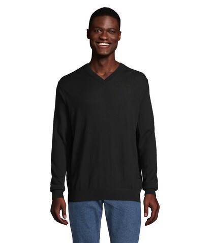 SULLIVAN MEN V-NECK SWEATER - Deep Black bedrucken, Art.-Nr. N03987-DB-XL
