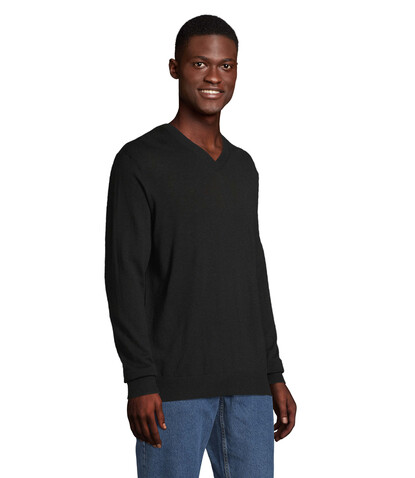 SULLIVAN MEN V-NECK SWEATER - Deep Black bedrucken, Art.-Nr. N03987-DB-XL