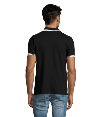 PASADENA Herren Polo 200g - Schwarz / Weiß bedrucken, Art.-Nr. S00577-BC-S PASADENA Herren Polo 200g - Schwarz / Weiß bedrucken, Art.-Nr. S00577-BC-S