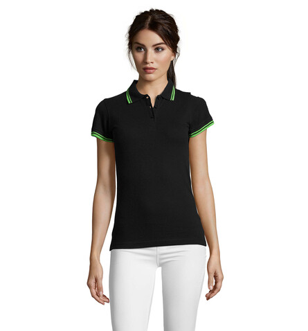 PASADENA Damen Polo 200g - Black/Lime bedrucken, Art.-Nr. S00578-BN-XL
