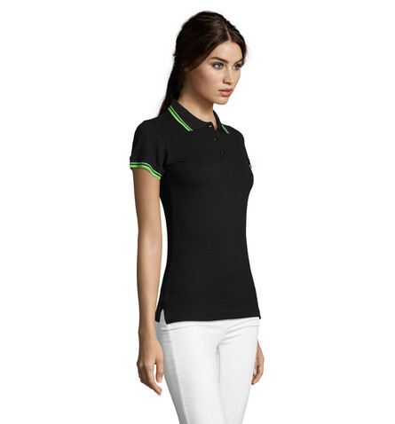 PASADENA Damen Polo 200g - Black/Lime bedrucken, Art.-Nr. S00578-BN-XL