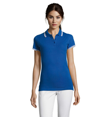PASADENA Damen Polo 200g - Königsblau/Weiß bedrucken, Art.-Nr. S00578-RW-XXL PASADENA Damen Polo 200g - Königsblau/Weiß bedrucken, Art.-Nr. S00578-RW-XXL