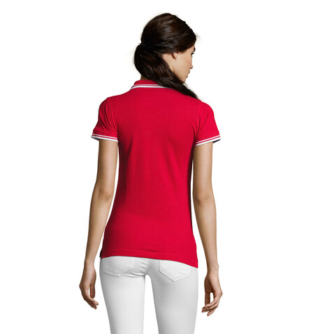 PASADENA Damen Polo 200g - Rot / Weiß bedrucken, Art.-Nr. S00578-RE-L PASADENA Damen Polo 200g - Rot / Weiß bedrucken, Art.-Nr. S00578-RE-L