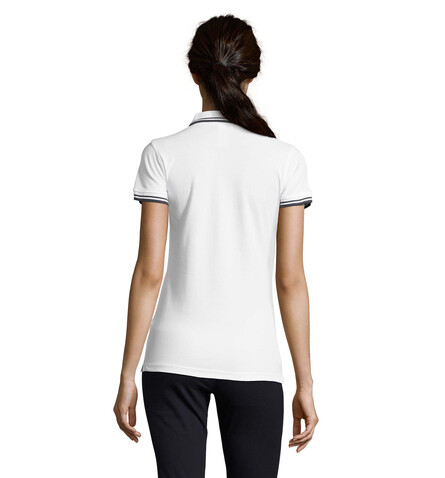 PASADENA Damen Polo 200g - Weiß/Marine bedrucken, Art.-Nr. S00578-NW-XXL PASADENA Damen Polo 200g - Weiß/Marine bedrucken, Art.-Nr. S00578-NW-XXL
