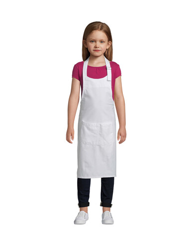 GALA KIDS APRON WITH POCKET - White bedrucken, Art.-Nr. S00599-WH-M