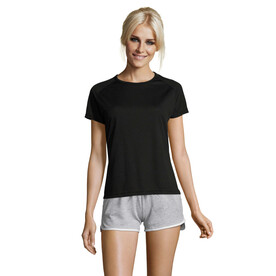 SPORTY DAMENT-SHIRT  140g - Schwarz bedrucken, Art.-Nr. S01159-BK-XXL